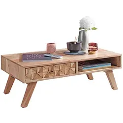 WOHNLING Couchtisch Massivholz akazie 95,0 x 50,0 x 35,0 cm