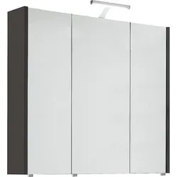 Spiegelschrank mit Beleuchtung anthrazit matt, 3 Türen, 850 x 750 x 188 mm