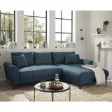 ed-lifestyle polstermöbel Bern Ecksofa 281 x 189 cm, mit Schlaffunktion und Bettkasten Blau