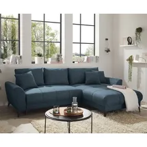 ed-lifestyle polstermöbel Bern Ecksofa 281 x 189 cm, mit Schlaffunktion und Bettkasten Blau