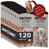 120 Hörgerätebatterien Rayovac Extra Typ 312 15x8 Stück + 6 Gratisbatterien