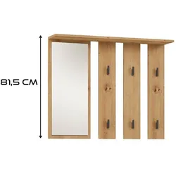 ibonto Wandgarderobe Modernes Flurmöbel-Set mit Großem Spiegel, 6 Stilvollen Schwarzen