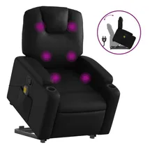 vidaXL Massagesessel mit Aufstehhilfe Schwarz Kunstleder