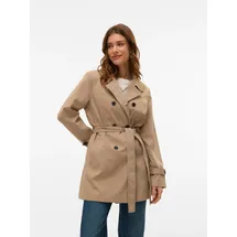 Vero Moda Trenchcoat VERO MODA "VMCHELSEA OLIVIA TRENCHCOAT NOOS", Damen, Gr. S, silber (silber mink), Twill, Obermaterial: 100% Polyester, unifarben, regular fit ca. Mitte Oberschenkel, mit Riegel, Mäntel, kurzer 2-Reiher mit abnehmbarem Bindegürtel