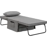 HOMCOM 4-in-1 Einzelbett  Gästebett Klappbett Sessel Ottomane, 8 cm Matratze, 5-Stufen Höhenverstellbar, Stahlrahmen, 188x75x38cm  Aosom