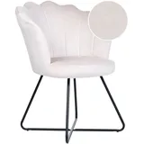 Beliani Sessel Cremeweiß Samt Rund Muschel-Design mit Schwarzem Metallgestell Retro Wohnzimmer Schlafzimmer Flur Diele Möbel Ausstattung Sitzmöbel