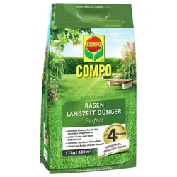 COMPO Rasen Langzeit-Dünger, mit 4 Monaten Langzeitwirkung, 12 kg, 480 m2, 23698