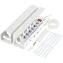 Relaxdays Kabelkanal Schreibtisch, 2er Set, Kabelmanagement, HBT: 10 x 43 x 10 cm, Zubehör zum Fixieren, weiß