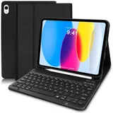 Hofsos für iPad 10 Generation Tastatur Hülle 10,9 Zoll 2022, (Deutsches) Tastatur für iPad 10. Generation Schutzhülle mit Pencil Halter Wireless Abnehmbare Tastatur für iPad 10 Gen 10,9", Schwarz