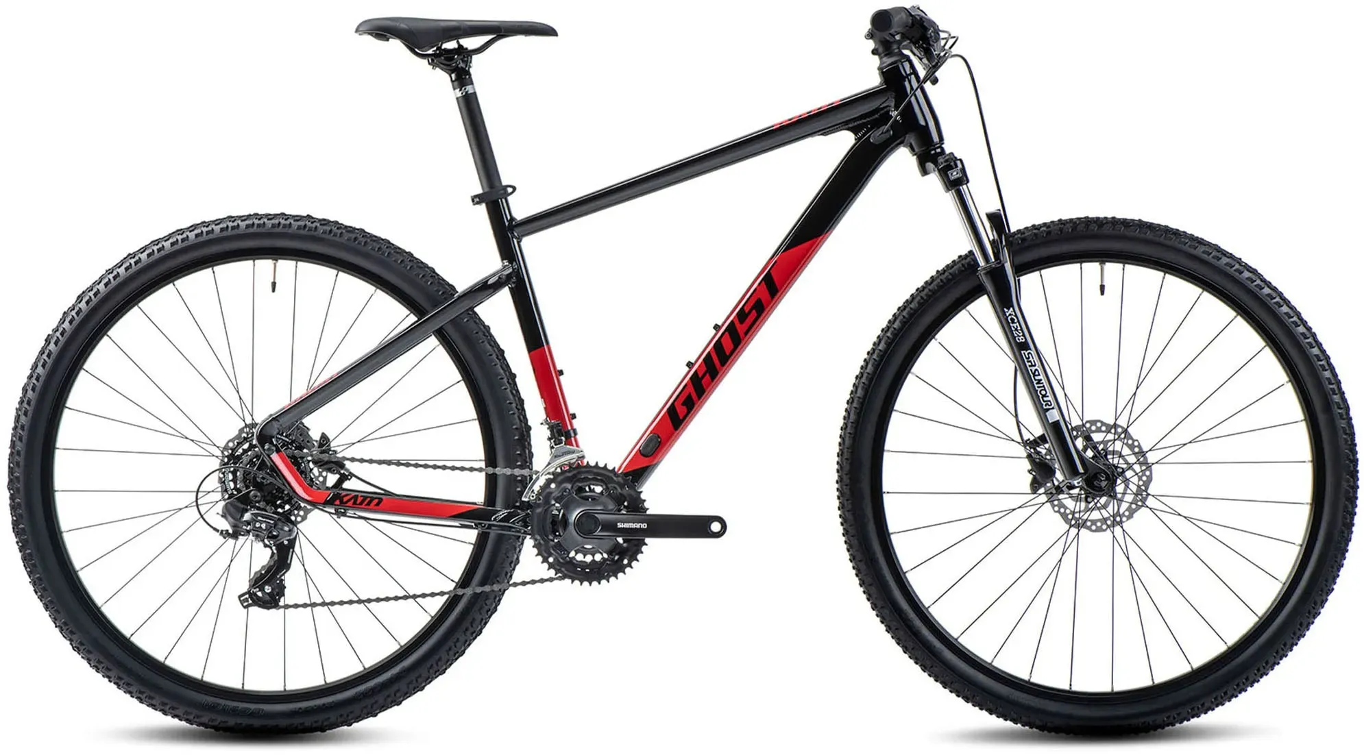 Ghost Mountainbike »Kato AL«, 21 Gang, Shimano, Tourney RD-TY300 Schaltwerk, Kettenschaltung, für Damen und Herren, Kettenschaltung Ghost rot-schwarz 40 cm