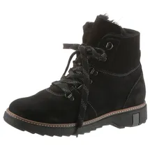 WALDLÄUFER Winterboots WALDLÄUFER "HITOMI", Damen, Gr. 6 (39), schwarz, Nubukleder, Schuhe Winterboots, Outdoorboots, Schnürboots mit Lammfellfutter, H-Weite