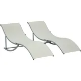 Outsunny Sonnenliegen 2er Set Gartenliegen ergonomisch klappbar aus Alu & Texteline, Beige 165x61x63cm für Garten & Terrasse   Aosom.de