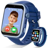 AKUMAKA 4G Smartwatch Kinder mit GPS und Telefon, IP68 Wasserdicht Kinder Smartwatch mit Videoanruf, SOS, Schulmodus, Voice Chat, WhatsApp, Schrittzähler, Wecker Kinderuhr für Mädchen und Jungen, Blau