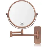 Nicesail Schminkspiegel Wandmontage Mattes Roségold Kosmetikspiegel mit Vergrößerung 10x Wand Vergrößerungsspiegel für Bad Rasierspiegel Ausziehbar,Durchmesser 20cm