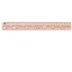 Metrie, Didakt-M07 Holzlineal, bedrucktes Körpervolumen, 25 cm