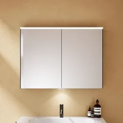 burgbad Vry Spiegelschrank 90,6 cm mit horizontaler LED-Beleuchtung und Waschtischbeleuchtung, Badmöbel,