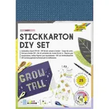 Folia 23419 - Stickkarton - Set, 25 Teile, mit Stickkarton, Sticknadeln, Stickgarn und Anleitung