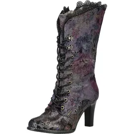 LAURA VITA Damen Stiefel florales Muster Spitze und Metallic Glanz Alcbaneo 351, Größe:40 EU, Farbe:Violett - Violett - 40
