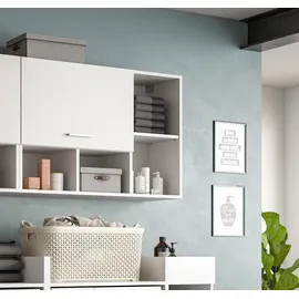 WELLTIME Hängeschrank WELLTIME "FALAS, Breite 95cm, 1 Klappe, 5 Fächer", weiß (weiß nb), B:95cm H:64cm T:34cm, Holzwerkstoff, Schränke, Hängeschrank, Schrank, Wandschrank, Badschrank, Wäscheschrank