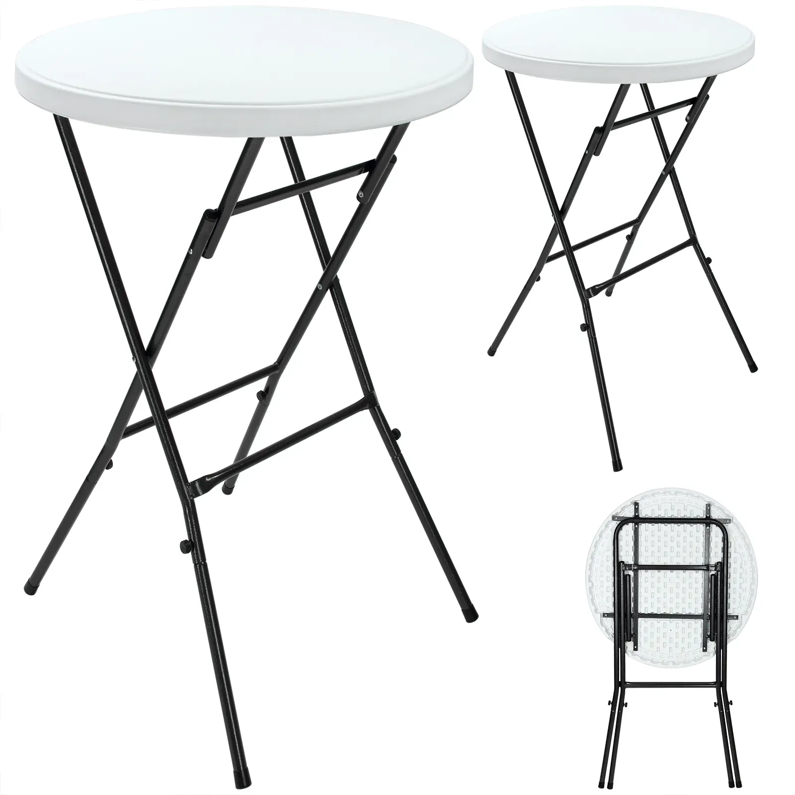 Bar Table 2Pcs White 110x75cm Foldable
