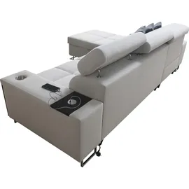 Kaiser Bequemes Ecksofa mit Schlaffunktion MORENA I MINI Kunstleder/uttario Velvet Weiß/rosa Rechts