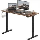 SANODESK Elektrischer Höhenverstellbarer Schreibtisch 140 x 60 cm, Ergonomischer Tischplatte, Steh-Sitz Tisch Computertisch, einfache Montage (braun) - Schwarz/Braun