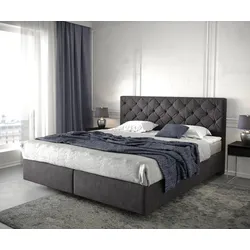 DELIFE Boxspringbett Dream-Great 180x200 cm Schwarz mit Matratze und Topper, Boxspringbetten