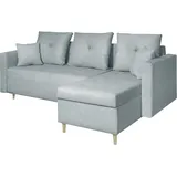 marpur Schlaf-Ecksofa OTTO I 230x145 cm Polstercouch in L-Form mit Schlaffunktion, mit Bettkasten und Kissen, universelle Seite, Stark Stoff ELEMEN... - Grau