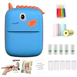 MOPUEA Mini Thermodrucker Tragbare Labeldrucker 13Rollen Papier+6Bunte Stifte Etikettendrucker, (kompakt, vielseitig, langlebig, einfach bedienbar, bluetooth) blau