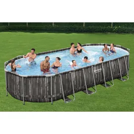 BESTWAY Power Steel Frame Pool oval Set 732 x 366 x 122 cm inkl. Filterpumpe (5-tlg.)