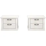 Forte Kashmir Nachttisch mit 2 Schubladen, 2-er Set, Holzwerkstoff, Pinie Weiß, 45,1 x 67,2 x 48,9 cm