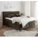 Lomadox Boxspringbett 180x200 cm PETARE-09 in der modernen Farbe Espresso und Härtegrad H2 - Braun