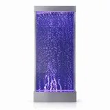 JVmoebel Zimmerbrunnen AquaLux Wasserwand LED Violett Edelstahl Premium Modern Sofort, 50 cm Breite, Wasserbecken BxT: 50x20 cm, (1 tlg), Wasserwand mit RGB LED Farbwechsel und beruhigendem Blaseneffekt silberfarben