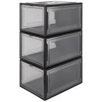 Yorbay Schuhbox, 3er Set, stapelbarer Schuhorganizer, Kunststoffbox mit durchsichtiger