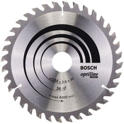 BOSCH Kreissägeblatt, Optiline Wood für Handkreissägen 36Z – 184 x 30 x 2,6 mm