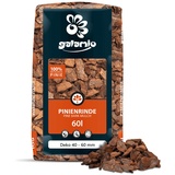 GALAMIO Pinienrinde Pinienmulch Rindenmulch Pinie Mulch Garten Dekor Pinus Pinea Natur Mittelmeer Kiefer Deko 40-60mm 60l Sack / 1 Karton Paligo