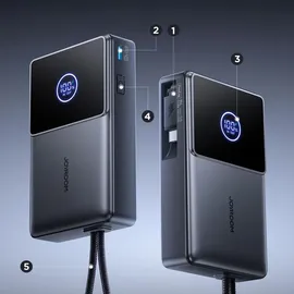 Joyroom JR-PR1 10000mAh 22.5W Powerbank mit integriertem einziehbarem USB-C-Kabel - Schwarz