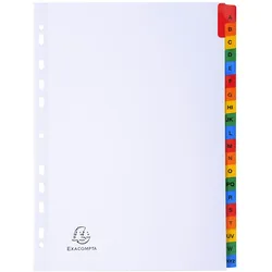 Exacompta Register numerisch bedruckt, weißer Karton 160g/qm, 20 Taben, A-Z, DIN A4