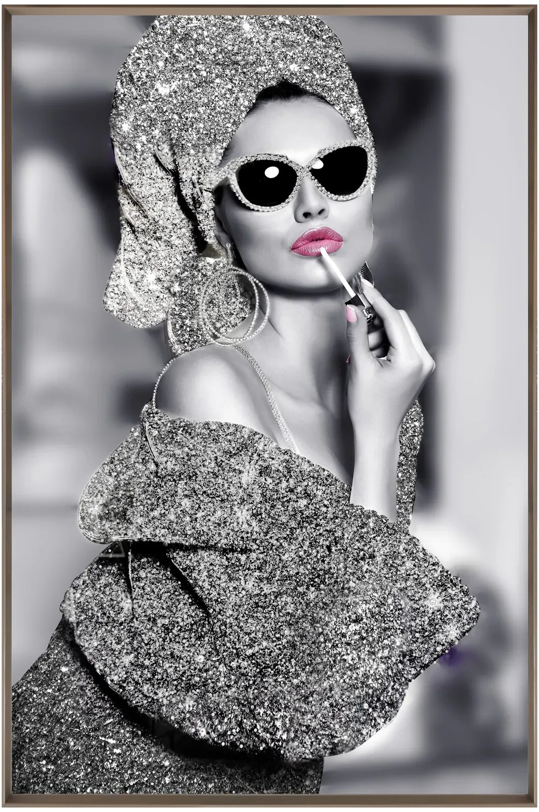 La Casa »Lady with lipstick« Wandbild 80x120 cm mit Messingrahmen