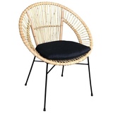 WOLF MÖBEL Esszimmerstuhl BALI Rattan Stuhl Zora stapelbar inkl. Kissen schwarz (70x59x88), BALI Rattan Stuhl Zora stapelbar inkl. Kissen schwarz