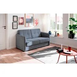 Schlafsofa INOSIGN "Milano", blau, B:147cm H:89cm T:87cm, 100% Polyester, Sofas, zwei einzeln ausziehbare Liegefunktionen