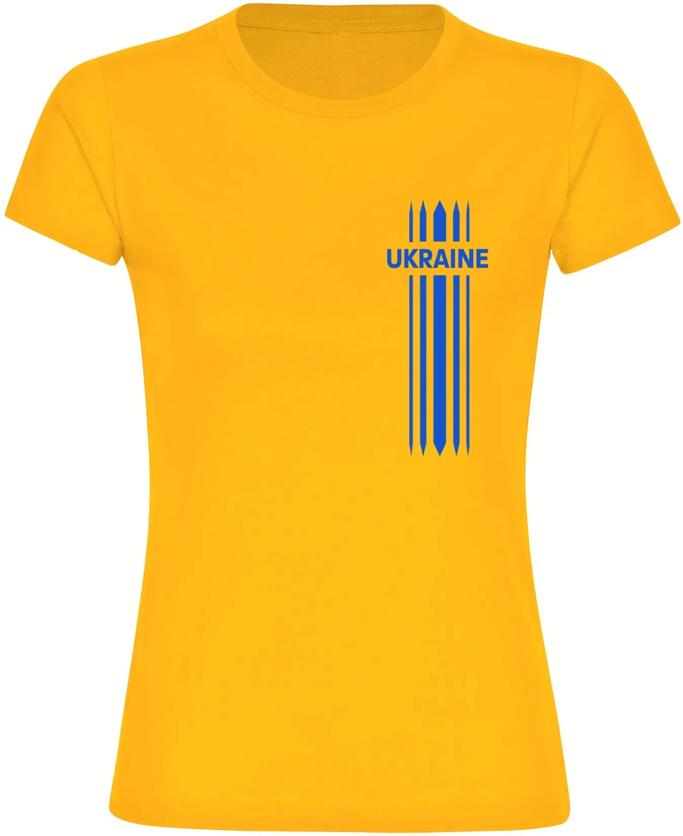 multifanshop Damen T-Shirt - Ukraine - Streifen - Druck blau - Frauen
