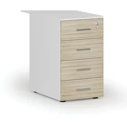 Schreibtischcontainer PRIMO WHITE, 4 Schubladen, weiß/Eiche natur