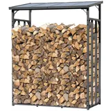Quick Star Kaminholzregal Metall Anthrazit 143 x 70 x 185 cm 1,8 m3