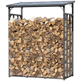 Quick Star Kaminholzregal Metall Anthrazit 143 x 70 x 185 cm 1,8 m3