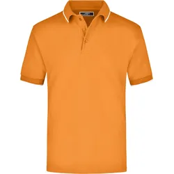 Poloshirt Kontrast - Farbe weiß, orange - Größe L