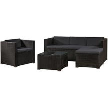 Juskys Punta Cana L Lounge-Set schwarz/dunkelgrau