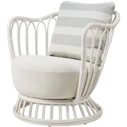 GUBI - Grace Outdoor Lounge Chair, alabaster white / weiß (Leslie 006) / stripe (Leslie 020)