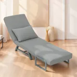 HOMCOM 3-in-1 Schlafsessel, Sessel mit Bettfunktion, Zierkissen, Hellgrau