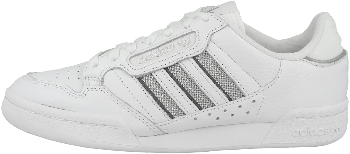 adidas Damen Continental 80 Stripes Sneaker, Cloud White/Silver Metallic/Grey, 39 1/3 EU